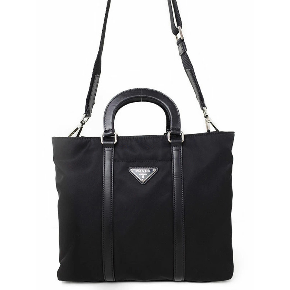 Prada Tessuto 2way handbag black leather